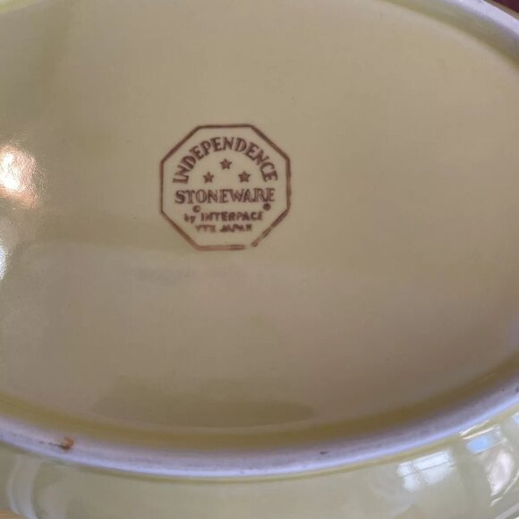 Independence Stoneware Serving Bowl With Brown Bands - Interpace JAPAN - Picture 5 of 5